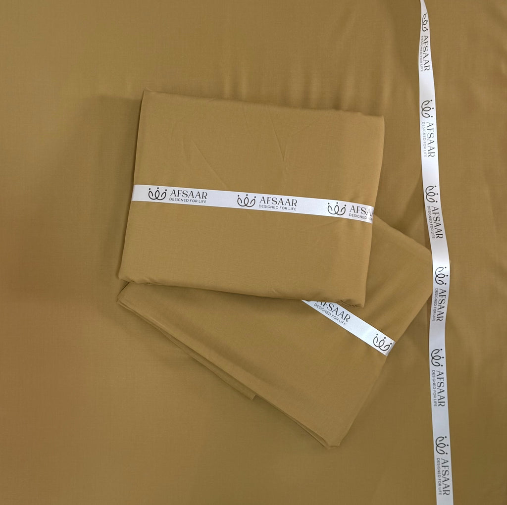 Mustard Unstitched Wash & Wear - Premium Fabric by AFSAAR