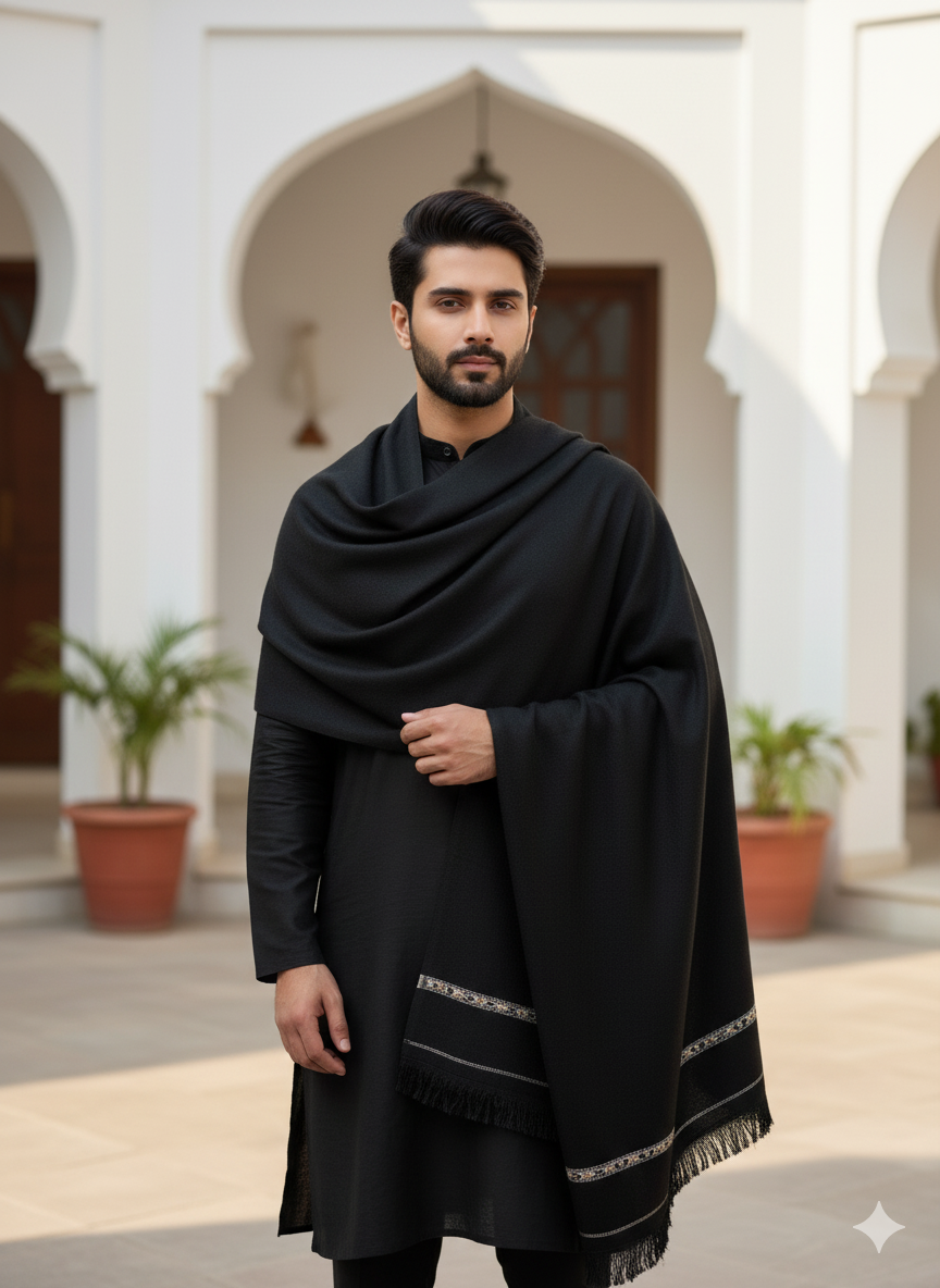 Black Twin Drape — Wool Shawl by AFSAAR