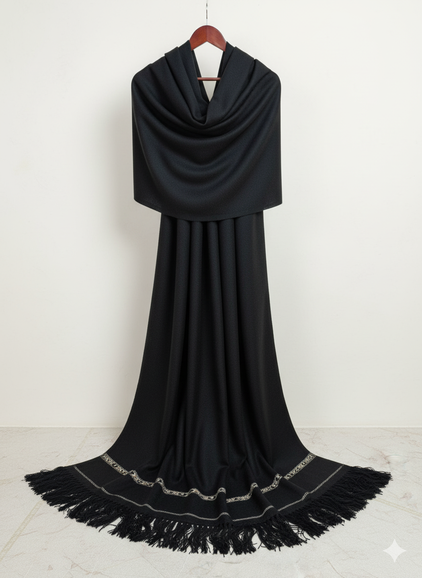Black Twin Drape — Wool Shawl by AFSAAR