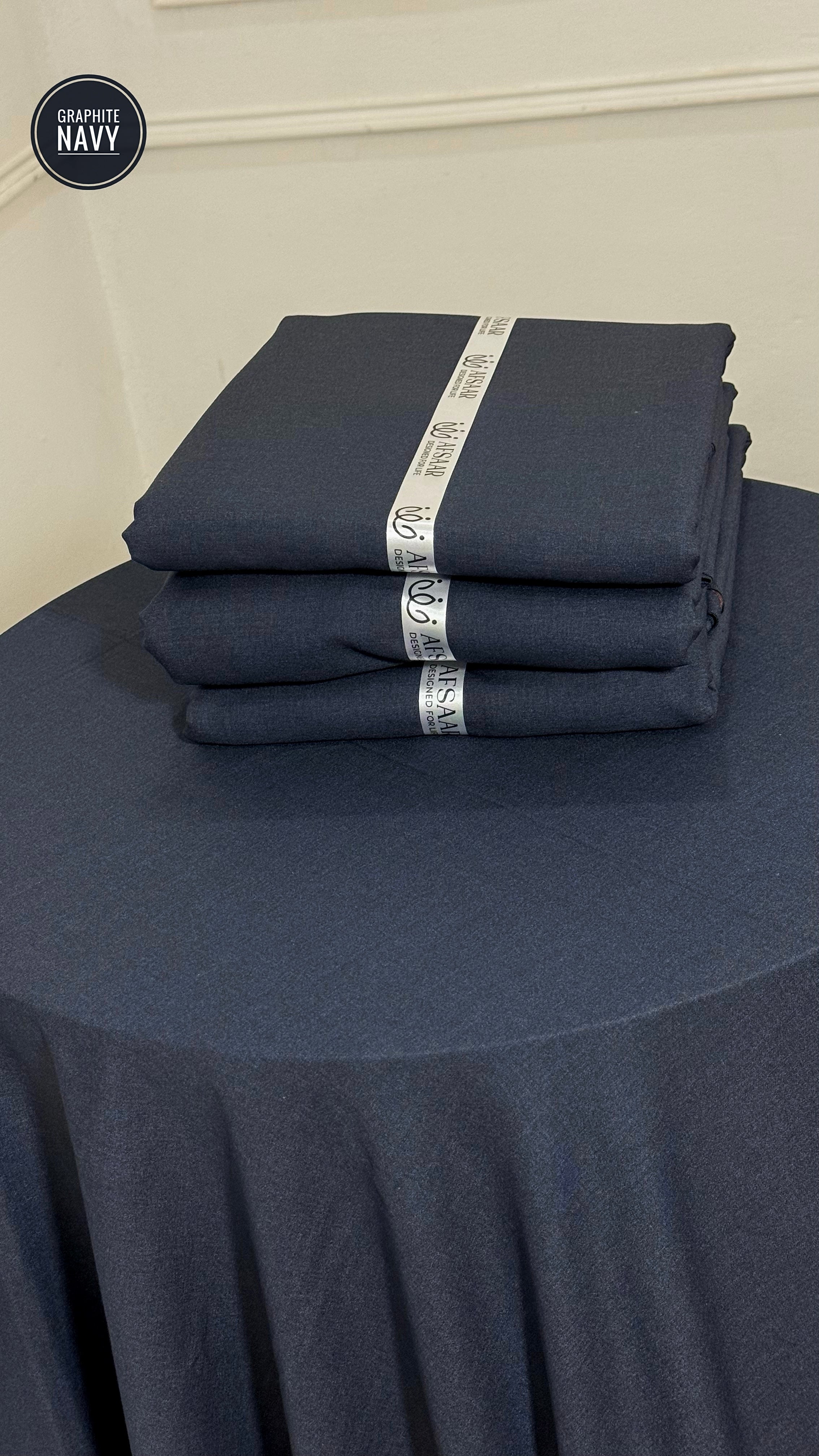 Graphite Navy Wool | Unstitched Wool  | Afsaar Pakistan