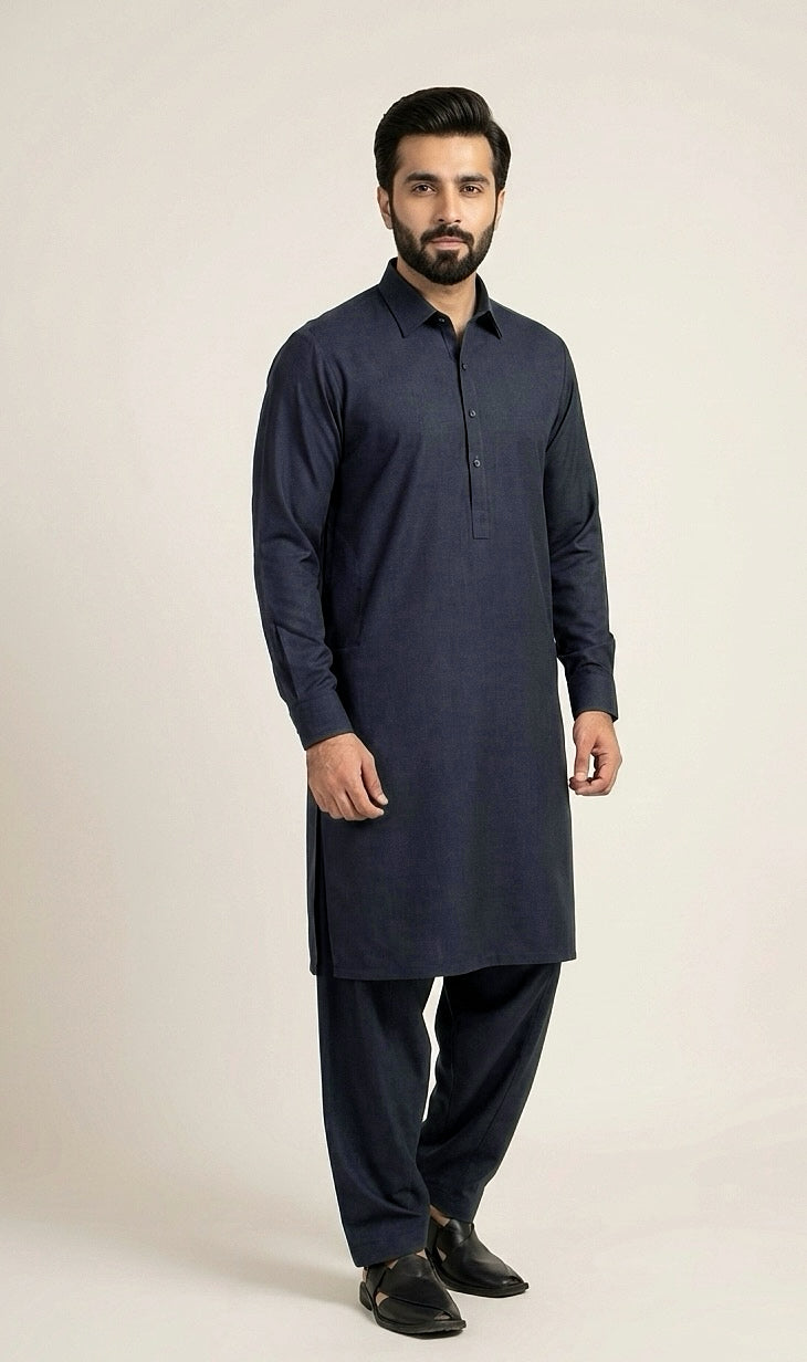 Graphite Navy Wool | Unstitched Wool  | Afsaar Pakistan